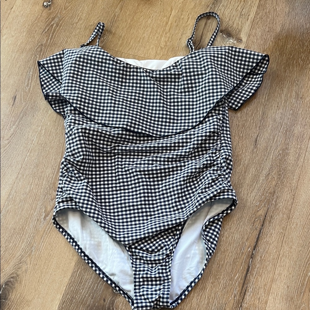Navy and White Gingham Swimsuit Kona Sol Medium